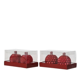 CANDELA SFERA D6CM 2 PEZZI   ROSSO SOGGETTI ASSORTITI