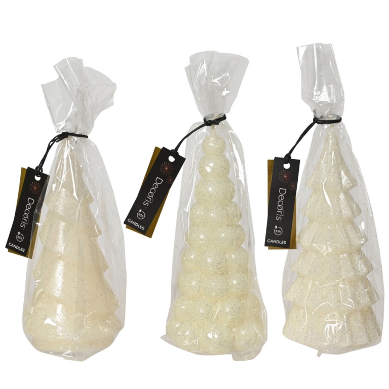 CANDELA ALBERO H16,5CM   BIANCO LANA SOGGETTI ASSORT.