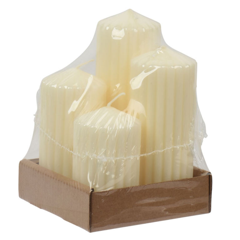 CANDELE AVORIO RIGATE SET 4PZ MISURE DIVERSE 2