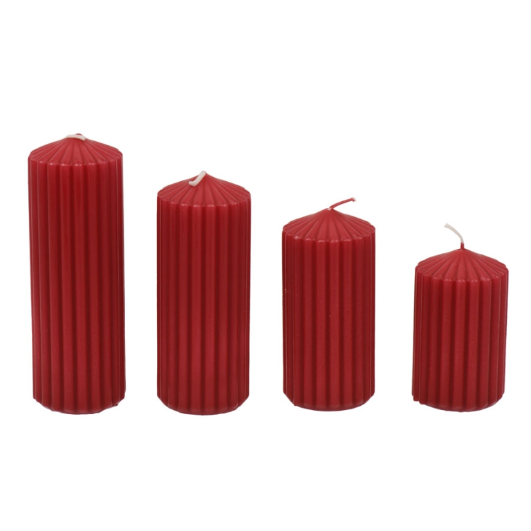 CANDELE SET 4PZ ROSSE A  COSTE MISURE ASSORTITE