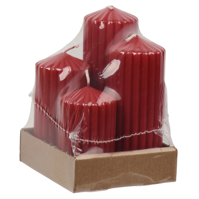 CANDELE SET 4PZ ROSSE A  COSTE MISURE ASSORTITE 2