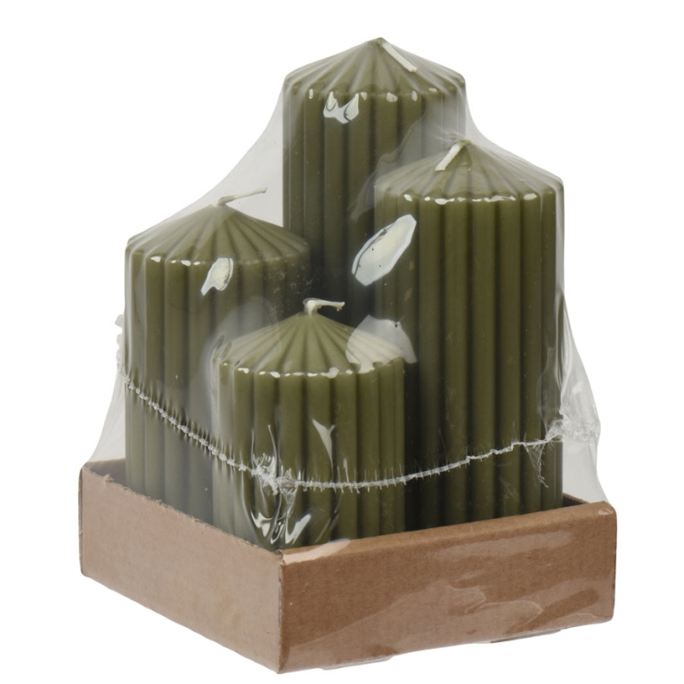 CANDELE VERDE RIGATE SET 4PZ MISURE DIVERSE 2