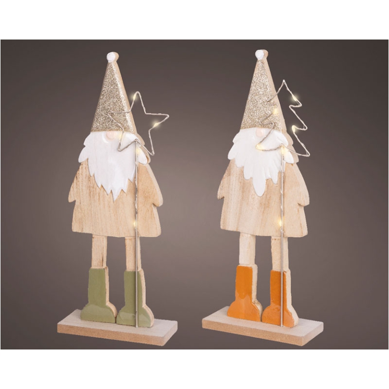 DECORO GNOMO H37,5CM LEGNO SOGGETTI ASSORTITI