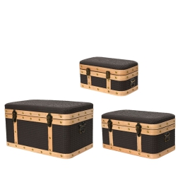 BAULE SET 3PZ CHIUSURA A GANCIO FINITURE LEGNO