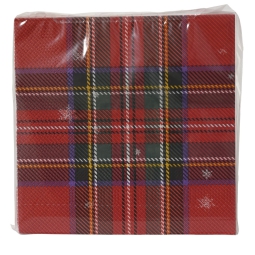 TOVAGLIOLI NATALE 20PZ 33X33 SCOZZESE ROSSO-VERDE