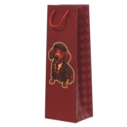 SHOPPER 12X10H36CM NATALE ROSSO DECORO BASSOTTO