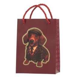 SHOPPER 12X6H16CM NATALE  ROSSO DECORO BASSOTTO
