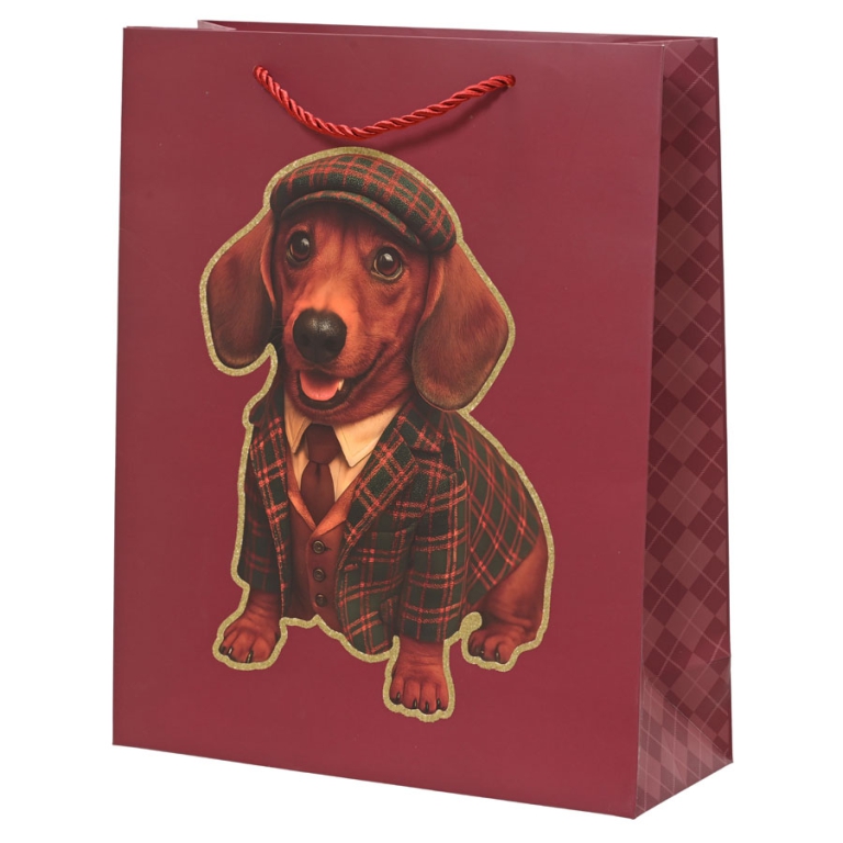 SHOPPER 26X10H32CM NATALE ROSSO DECORO BASSOTTO