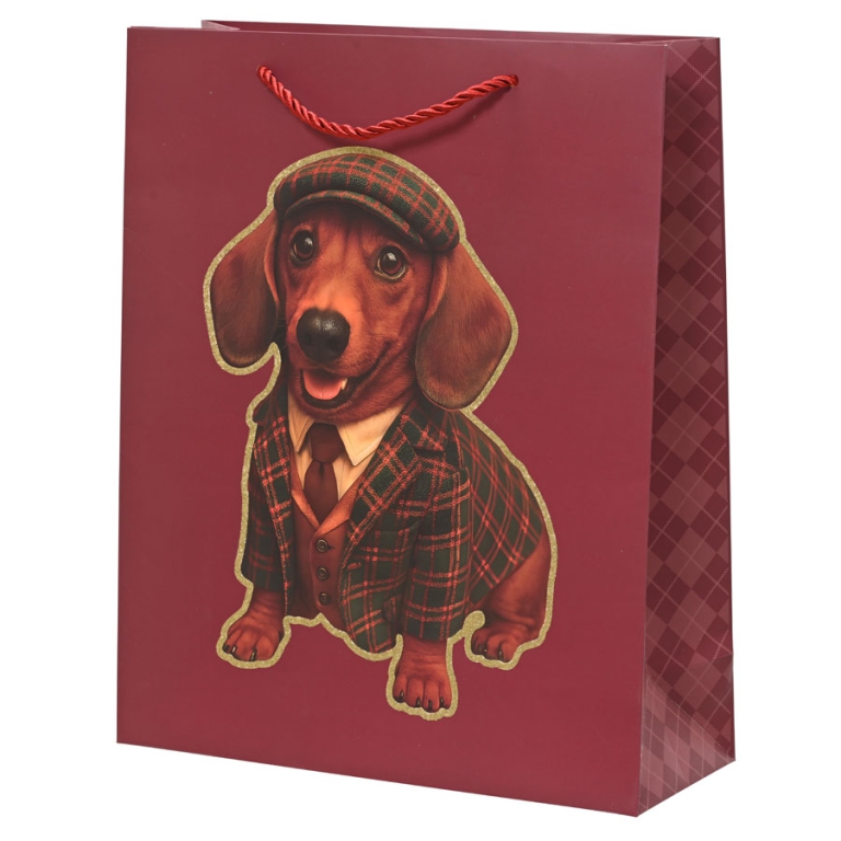 SHOPPER 42X16H48CM NATALE ROSSO DECORO BASSOTTO