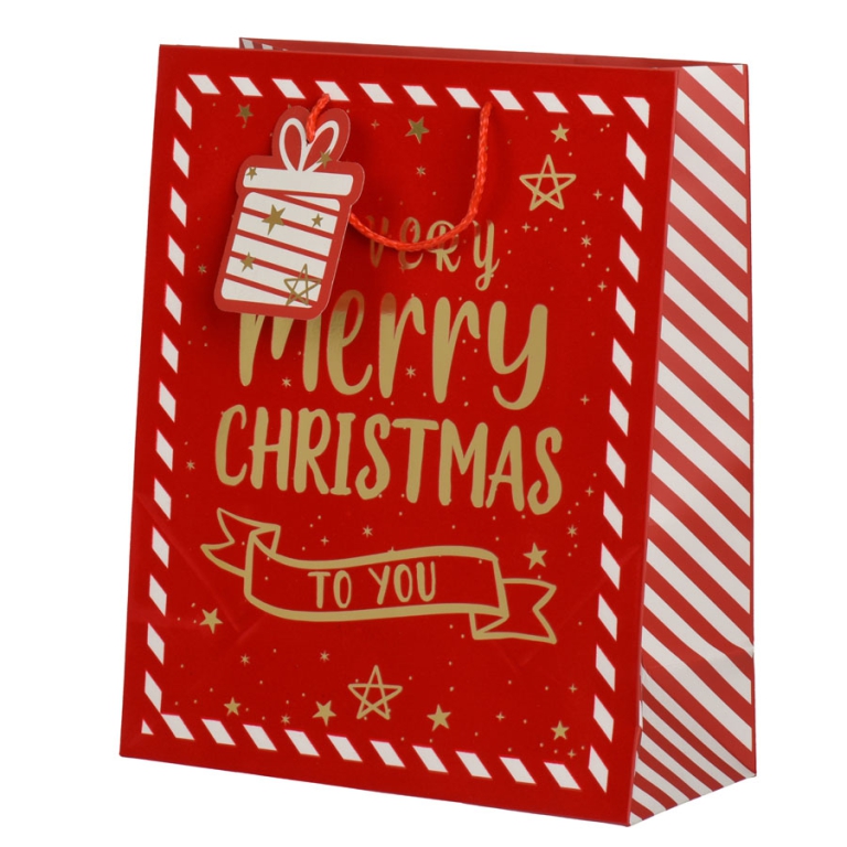 SHOPPER 16,5X7,6X19CM NATALE ROSSO MERRY CHRISTMAS