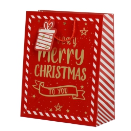 SHOPPER 18X10X23CM NATALE ROSSO MERRY CHRISTMAS