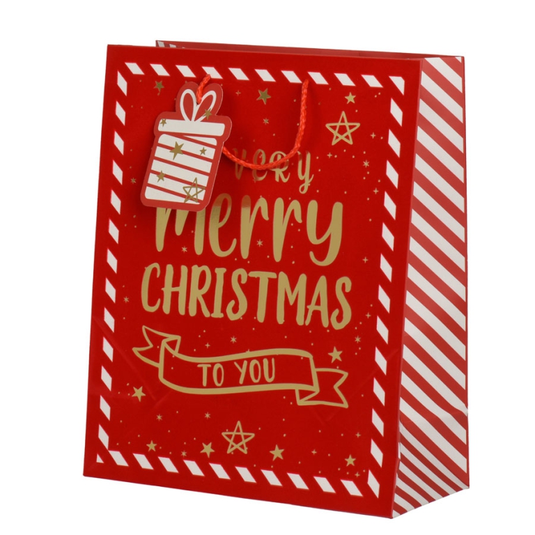 SHOPPER 18X10X23CM NATALE ROSSO MERRY CHRISTMAS