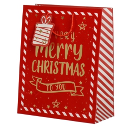 SHOPPER 26X12X32CM NATALE ROSSO MERRY CHRISTMAS