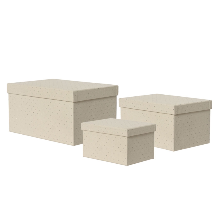 SCATOLE RETTANGOLI CREMA SET 3PZ VELLUTO E STRASS