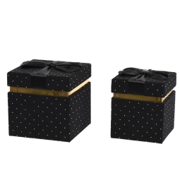 SCATOLE QUADRATE NERO C/FIOCCO 2PZ VELLUTO STRASS