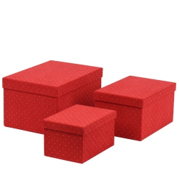 SCATOLE SET 3PZ FLOCCATE ROSSE CON BRILLANTINI