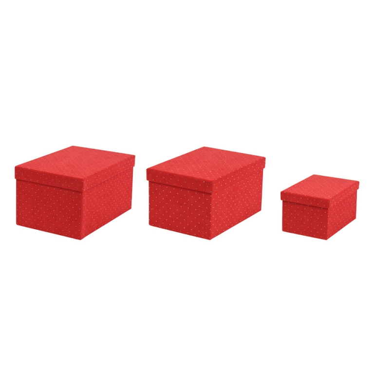 SCATOLE SET 3PZ FLOCCATE ROSSE CON BRILLANTINI 2