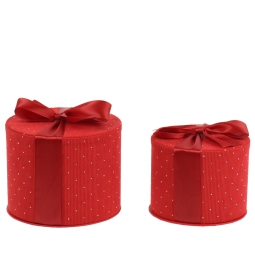 SCATOLE SET 2PZ FLOCCATE ROSSE CON BRILLANTINI