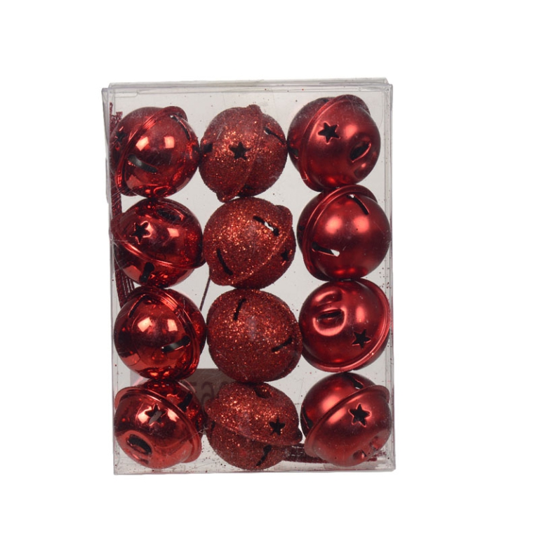 CAMPANELLINI 12PZ METALLO ROSSO SOGGETTI ASSORTITI