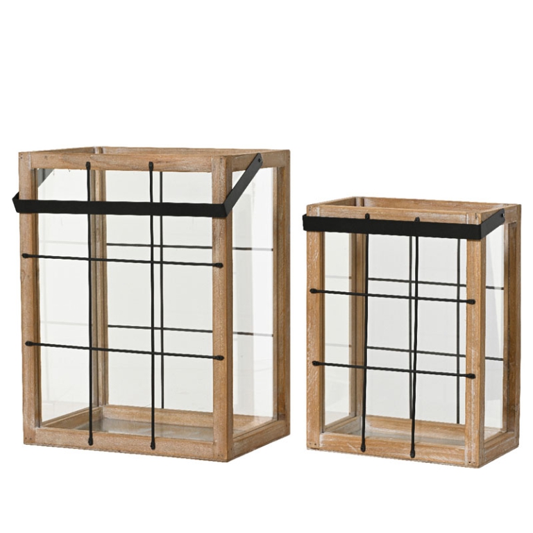 LANTERNA ABETE SET 2 PEZZI   DETTAGLI METALLICI