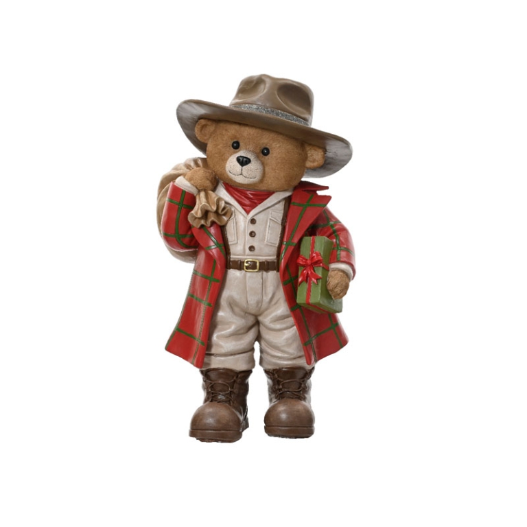 DECORO ORSO H62,5CM CON  CAPPELLO E REGALO