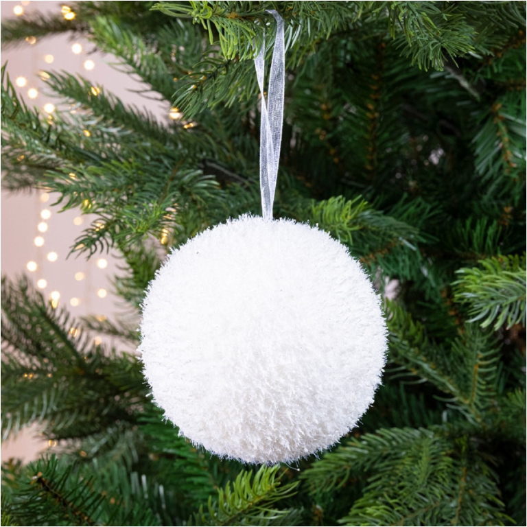 SFERA PLASTICA D100MM    BIANCO EFFETTO GHIACCIO 2