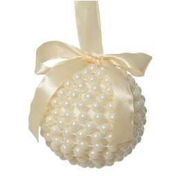SFERA D100MM AVORIO DECORO PERLE CON FIOCCO