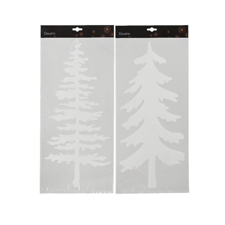 STICKER ALBERO DI NATALE 49CM FLOCCATO SOGGETTI ASSORTITI