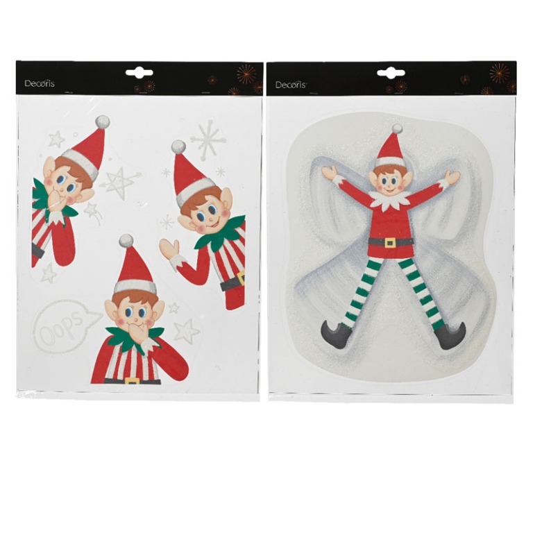 STICKER ELFO H34,50CM    GLITTER SOGGETTI ASSORTITI