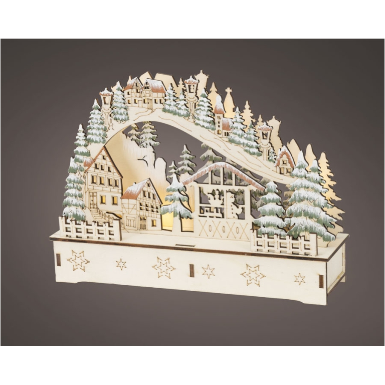 SCENARIO LED 22X6H16CM   LEGNO PAESAGGIO