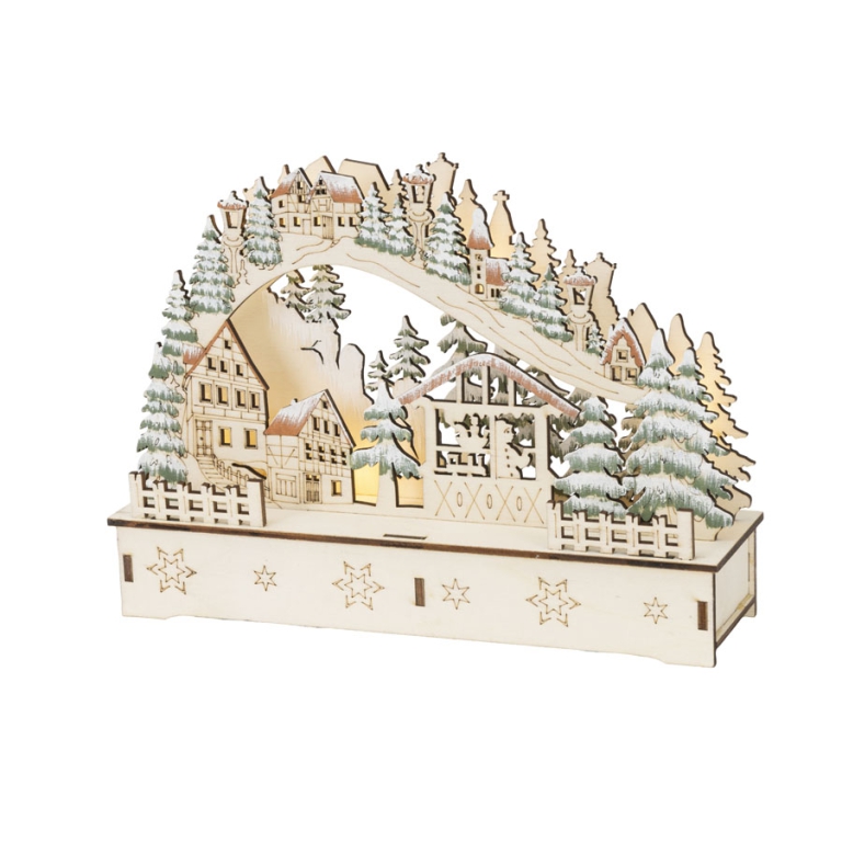 SCENARIO LED 22X6H16CM   LEGNO PAESAGGIO 2