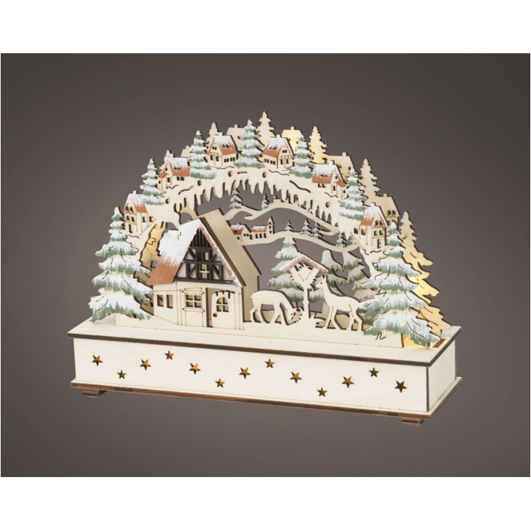 SCENARIO LED 20X6H15CM   LEGNO PAESAGGIO