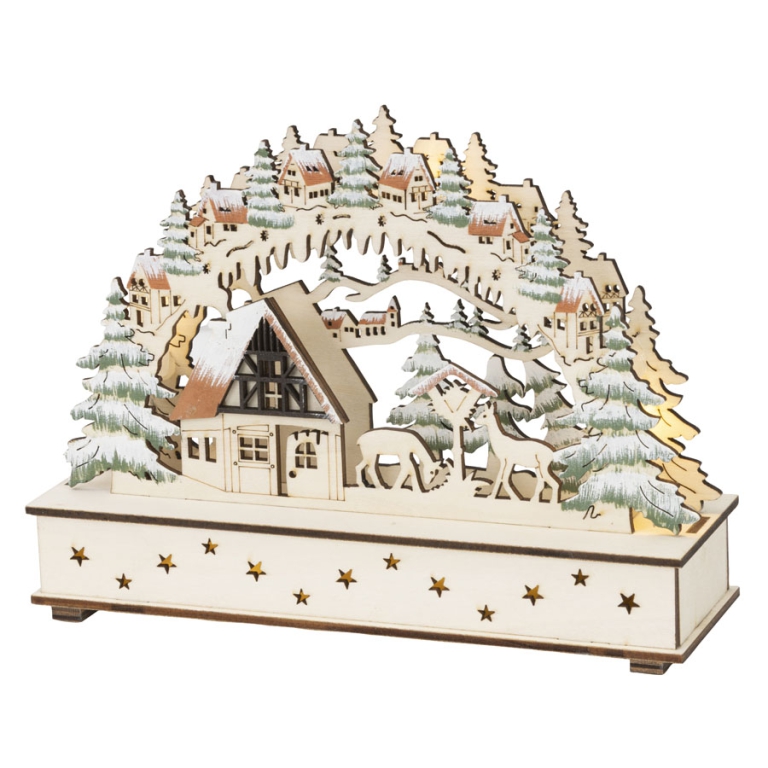 SCENARIO LED 20X6H15CM   LEGNO PAESAGGIO 2