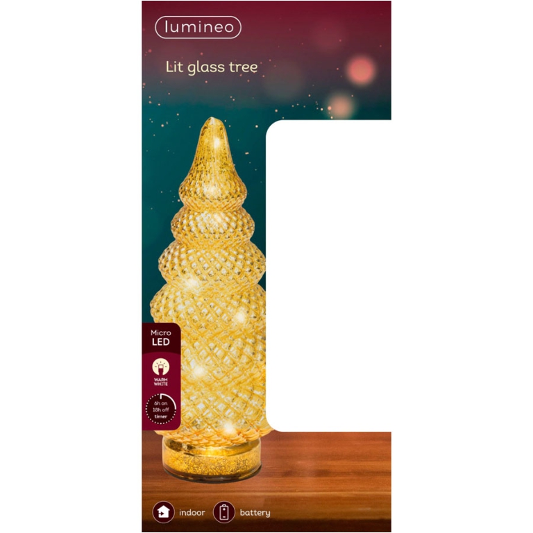 ALBERO ORO LED LUCE BIANCA H25,5CM 15L 3