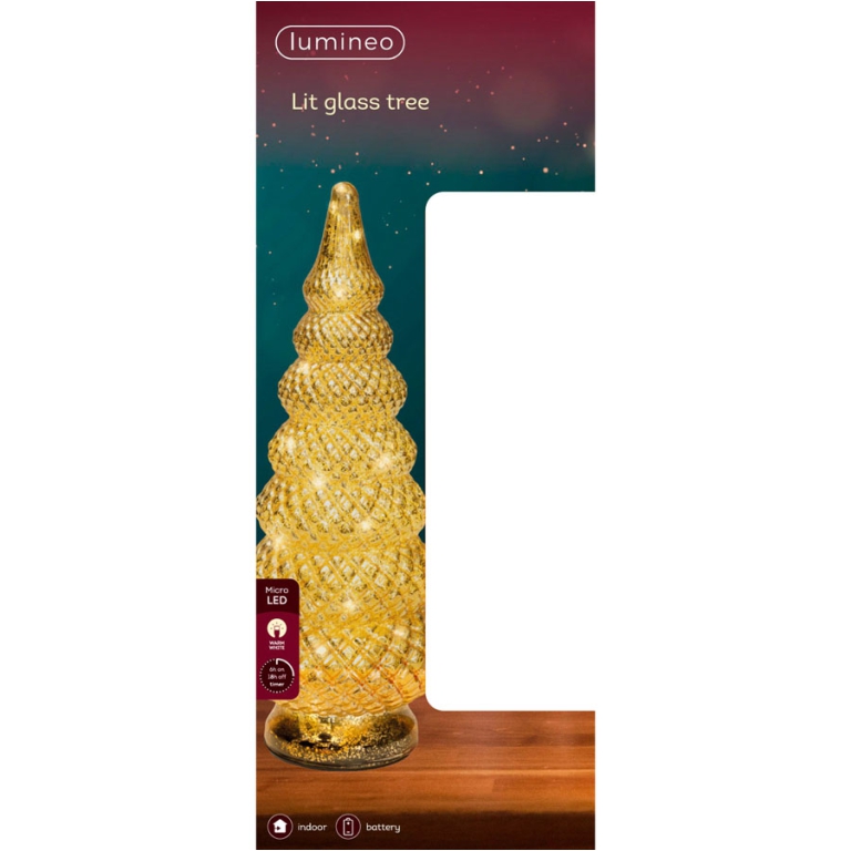 ALBERO ORO LED LUCE BIANCA H35,5CM 30L 3