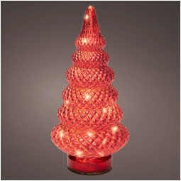 ALBERO ROSSO LED LUCE BIANCA H25,5CM 15L