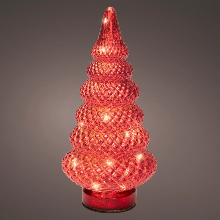 ALBERO ROSSO LED LUCE BIANCA H25,5CM 15L