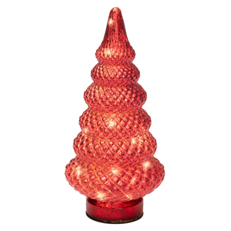 ALBERO ROSSO LED LUCE BIANCA H25,5CM 15L 2
