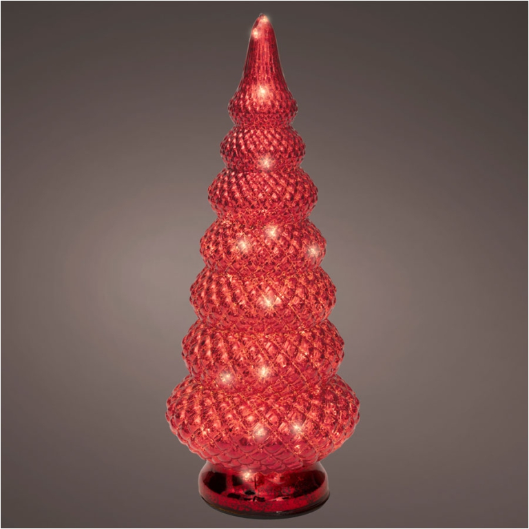 ALBERO ROSSO LED LUCE BIANCA H35,5CM 30L