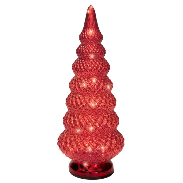 ALBERO ROSSO LED LUCE BIANCA H35,5CM 30L 2