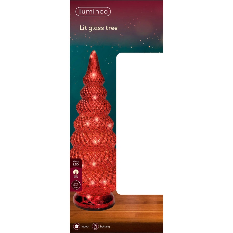 ALBERO ROSSO LED LUCE BIANCA H35,5CM 30L 3