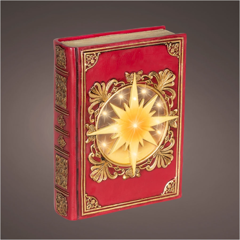 LIBRO LED H22CM ROSSO DETTAGLI ORO 2