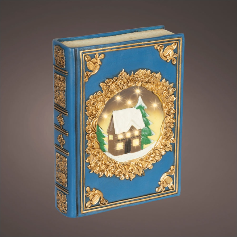 LIBRO LED H22CM BLU DETTAGLI ORO 2