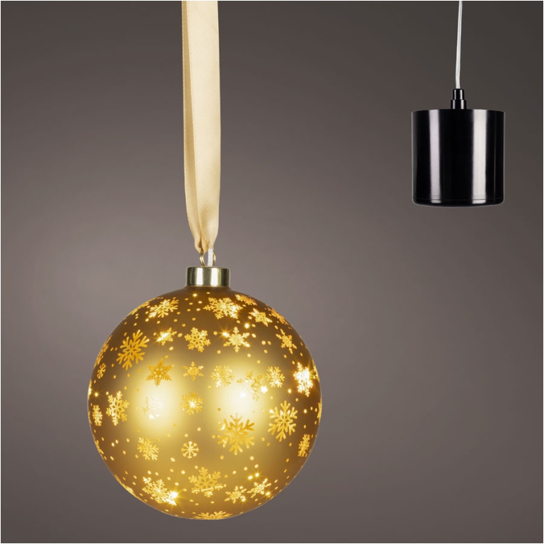 SFERA ROTANTE DORATA DECORATA LED D14CM