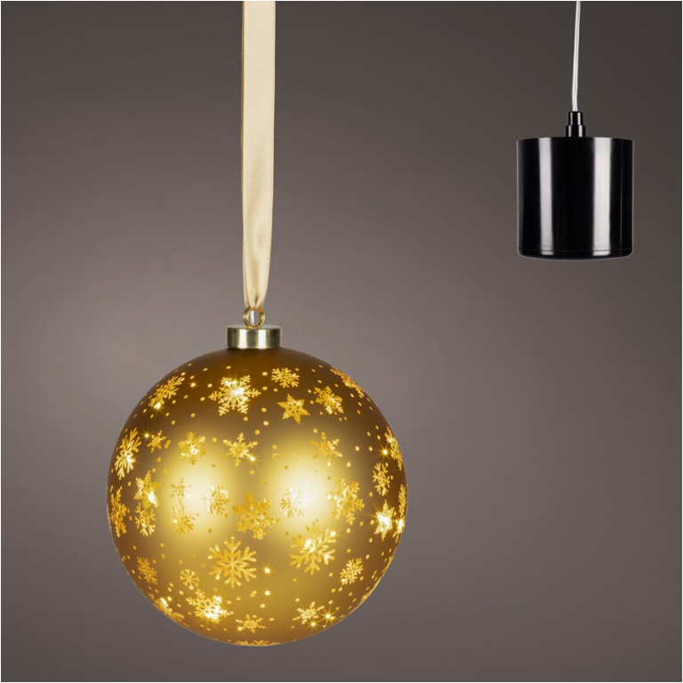 SFERA ROTANTE DORATA DECORATA DECORO LED D19CM