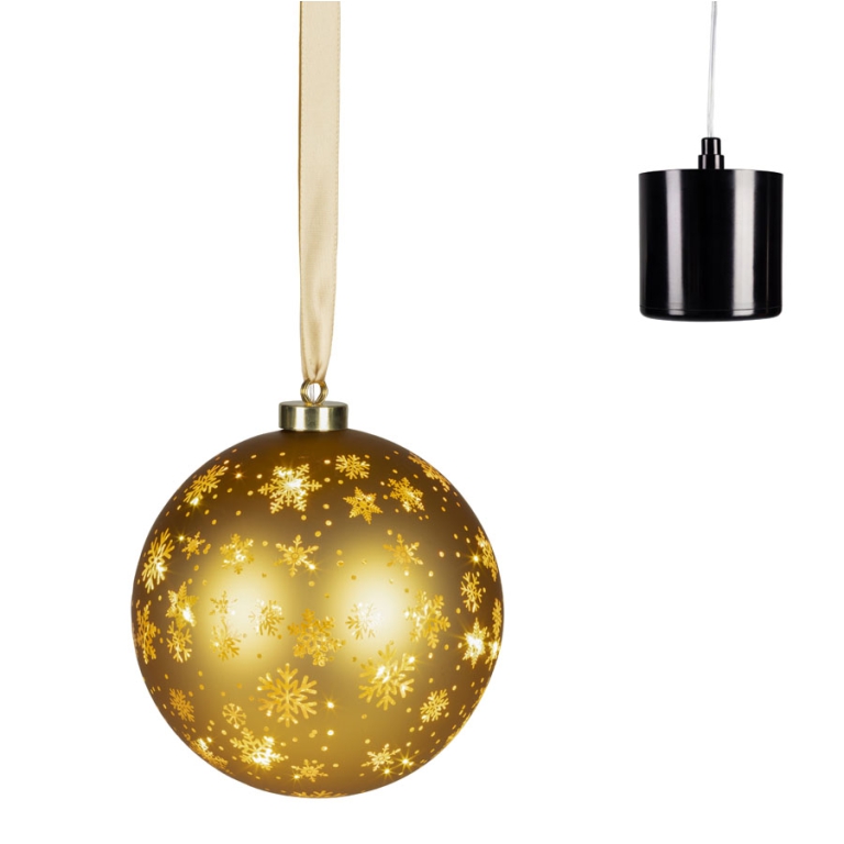 SFERA ROTANTE DORATA DECORATA DECORO LED D19CM 2