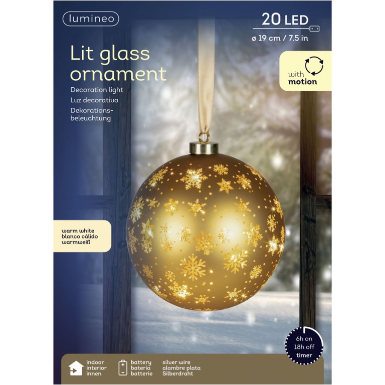 SFERA ROTANTE DORATA DECORATA DECORO LED D19CM 3