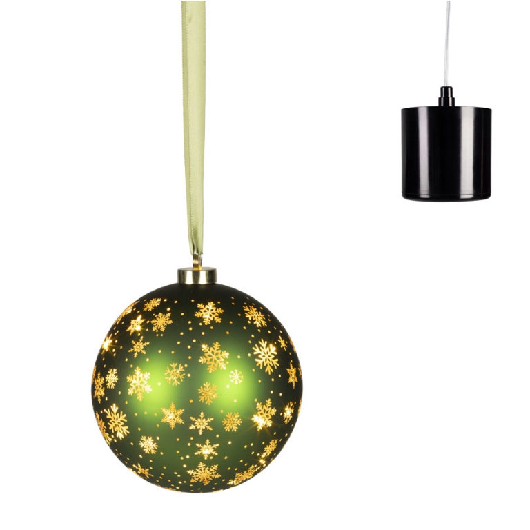 SFERA ROTANTE VERDE DECORATA DECORO LED D19CM 2