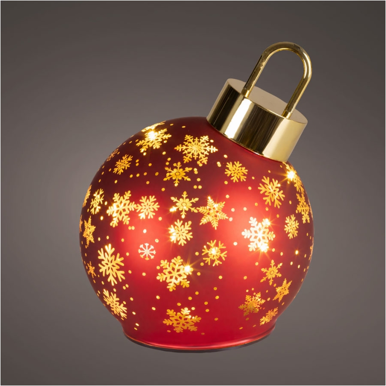 SFERA ROTANTE ROSSA CON BASE LED D14H18CM
