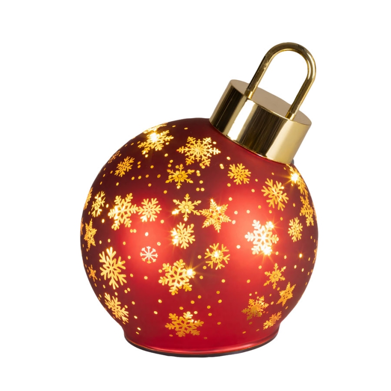 SFERA ROTANTE ROSSA CON BASE LED D14H18CM 2